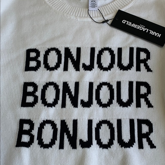 New Karl Lagerfeld Paris Women's Light Weight Bonjour Sweater - Picture 7 of 15